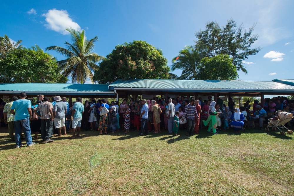 Mercy crew holds a community health engagement in Seaqaqa, Fiji, during Pacific Partnership 2015