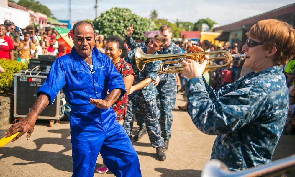 The Pacific Fleet Band performs in Suvasuva, Fiji during Pacific Partnership 2015