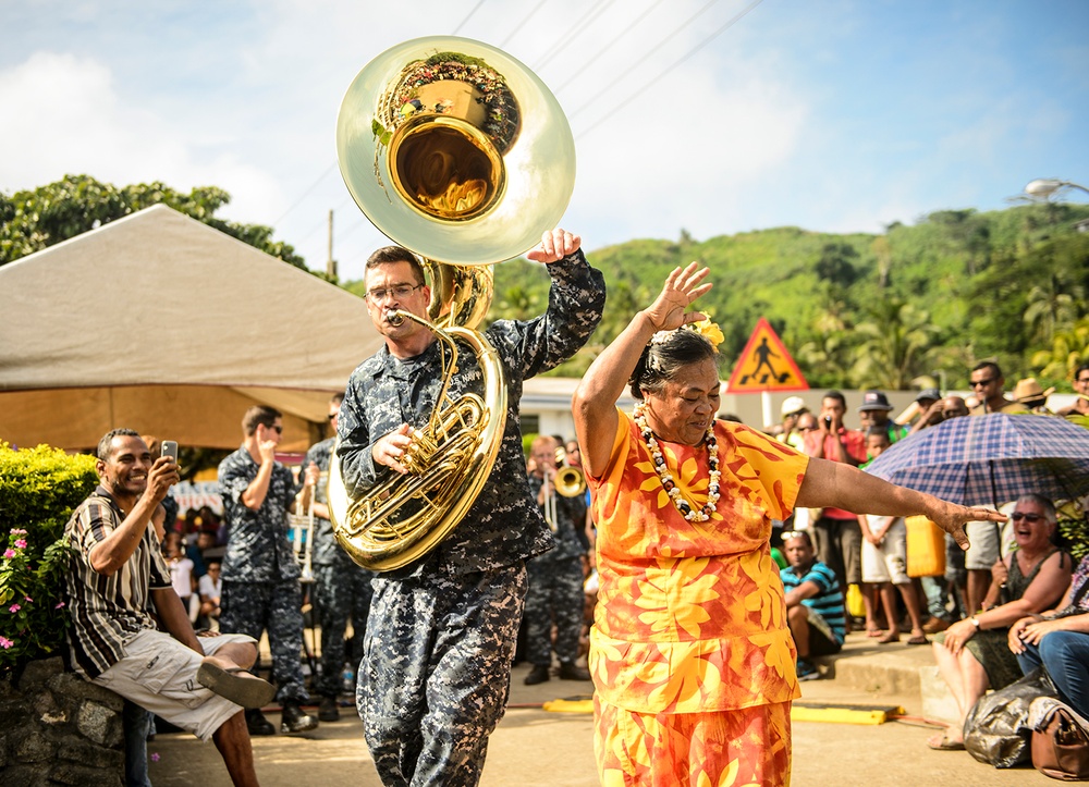 The Pacific Fleet Band performs in Suvasuva, Fiji during Pacific Partnership 2015