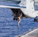 Marines practice fast roping on ship