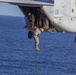 Marines practice fast roping on ship