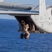 Marines practice fast roping on ship