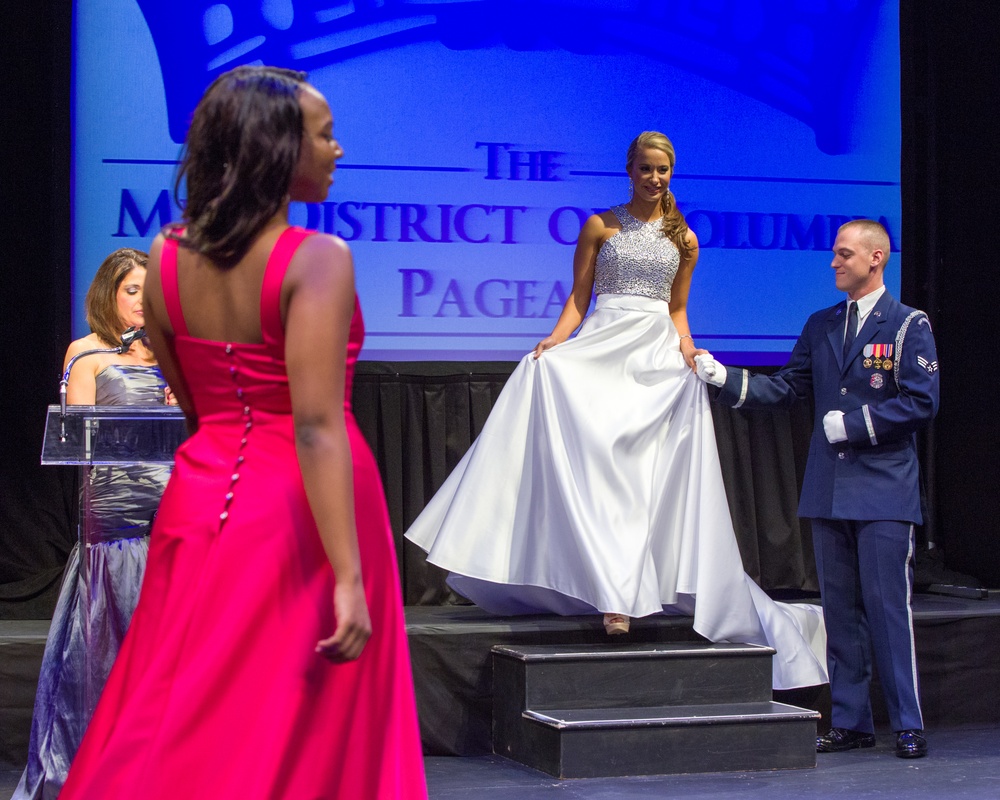 US Air Force Honor Guardsman assists in Miss District of Columbia 2015 Pageant