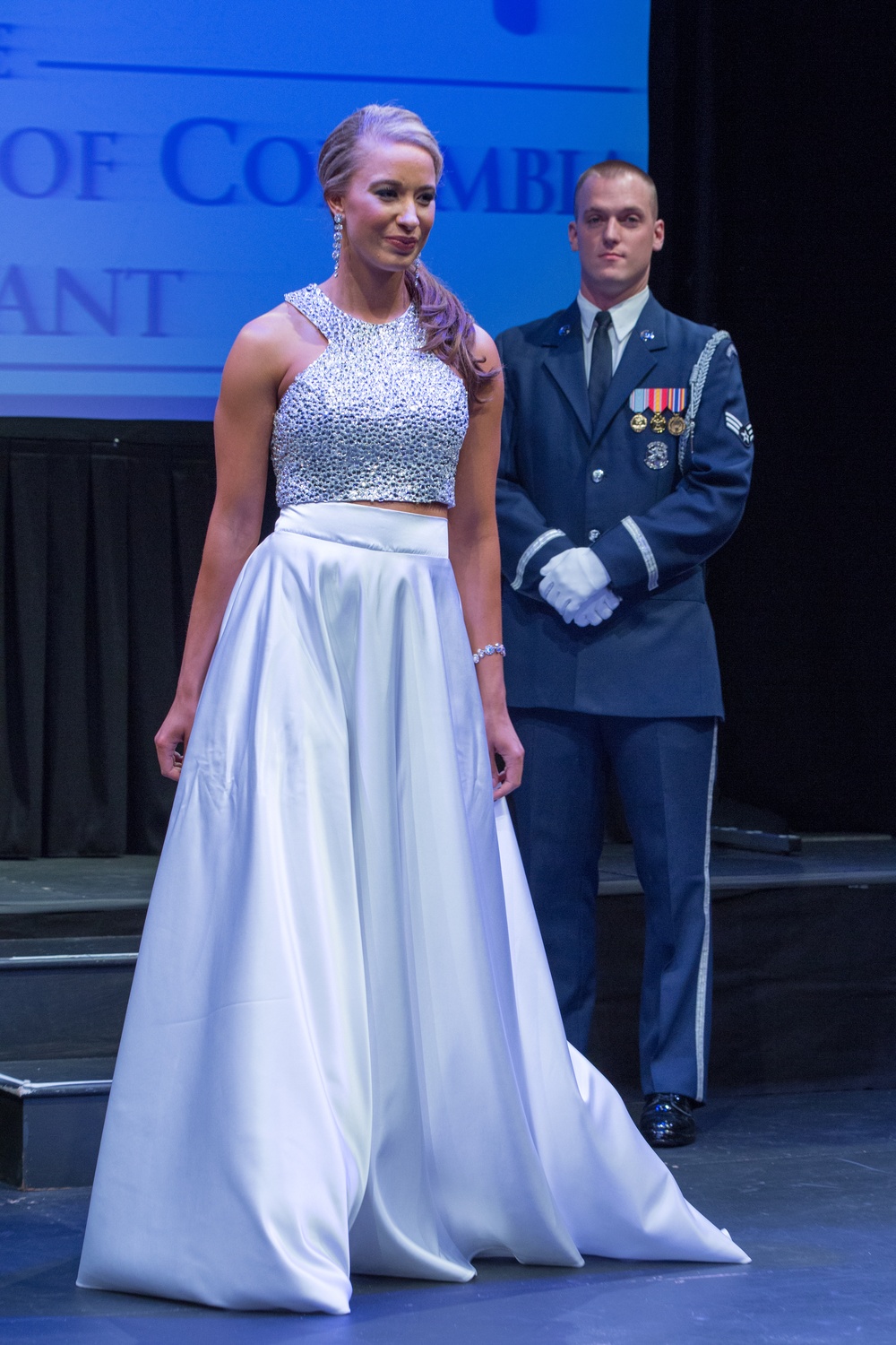 US Air Force Honor Guardsman assists in Miss District of Columbia 2015 Pageant