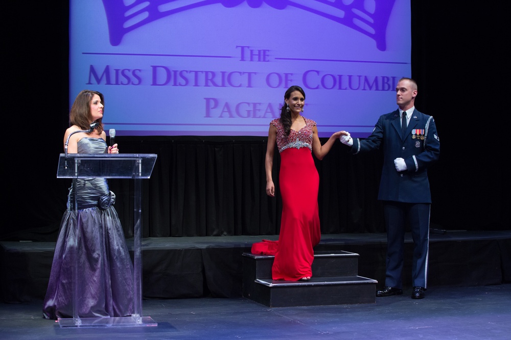 US Air Force Honor Guardsman assists in Miss District of Columbia 2015 Pageant