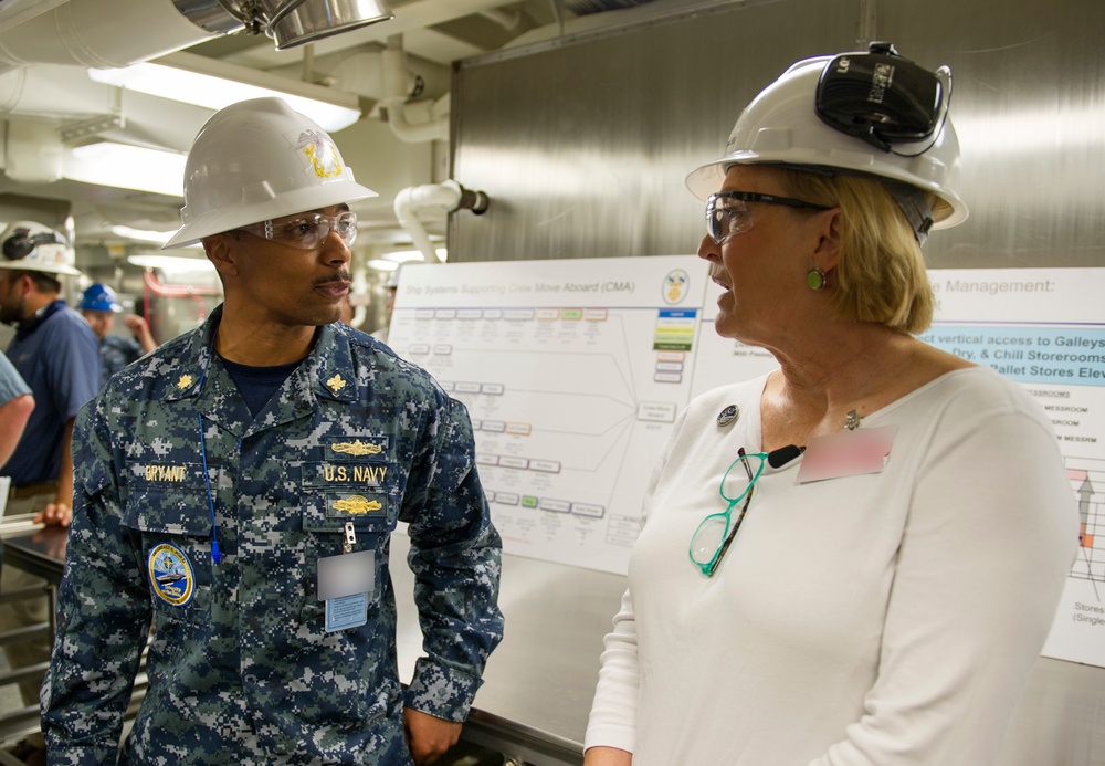 Susan Ford Bales, ship's sponsor and President Ford's daughter visits CVN 78