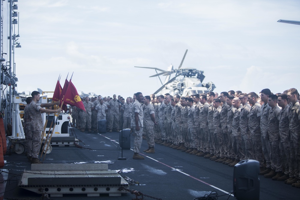 Col. Romin Dasmalchi speaks with the Marines of the 31st MEU