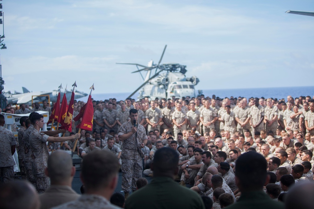 Col. Romin Dasmalchi speaks with the Marines of the 31st MEU