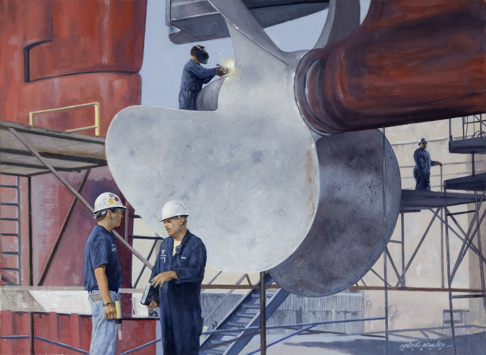 US Coast Guard Art Program 2015 Collection, 'Hull Safety Inspection'