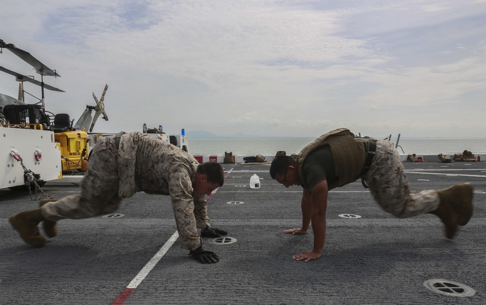 U.S. Marines perform combat conditioning exercises