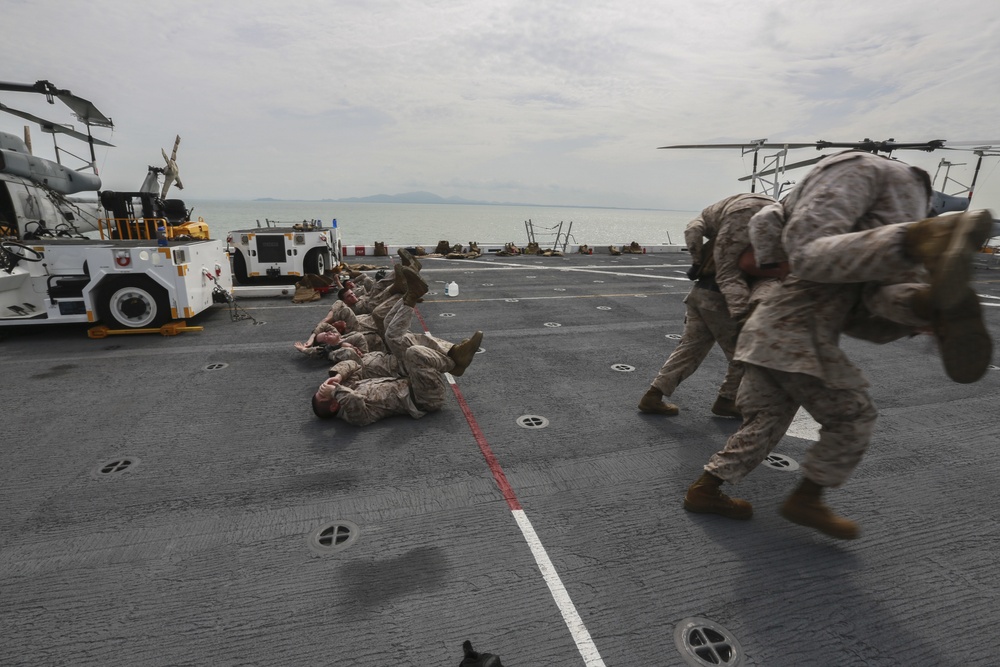 U.S. Marines perform combat conditioning exercises