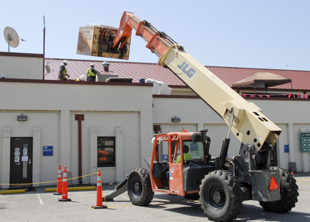 Contractors repair roof