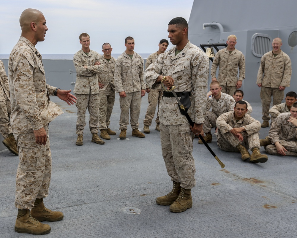 U.S. Marines learn sword manual