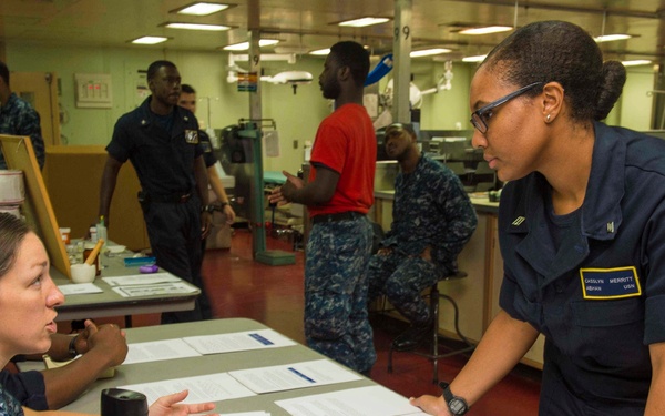 The Military Sealift Command hospital ship USNS Comfort (T-AH 20) arrives  in Acajutla, El Salvador in support of Continuing Promise 2015.