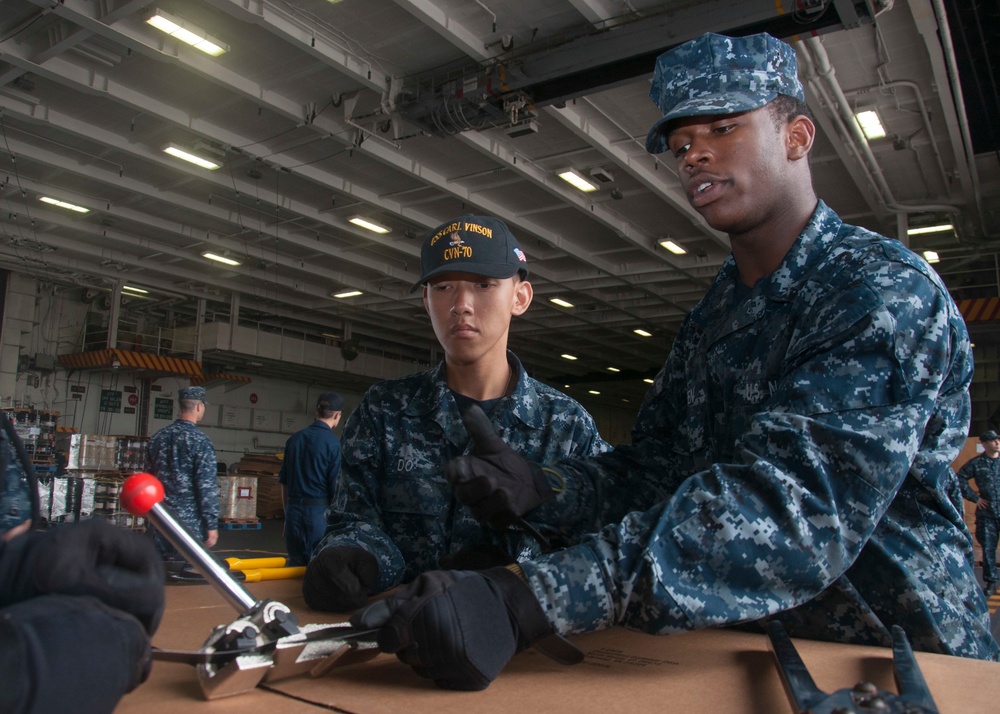 USS Carl Vinson sailor secure boxes