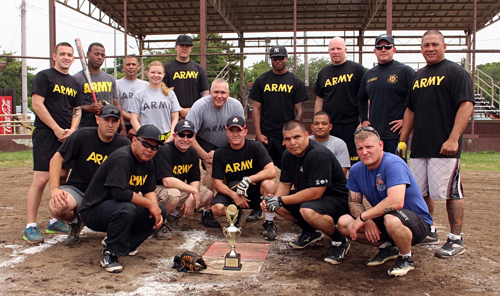 NCOs celebrate victory over officers in inaugural softball game