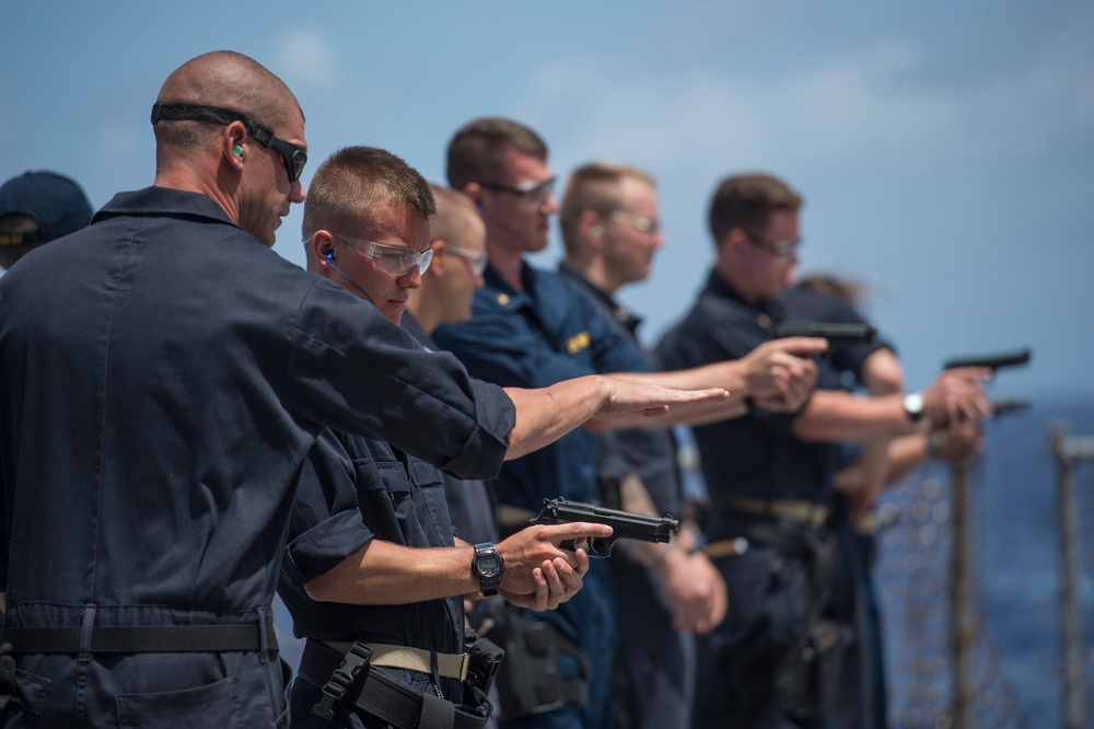 9mm pistol qualification aboard USS Shiloh