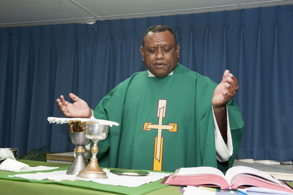 Fijian Catholic priest visits USNS Mercy during Pacific Partnership 2015 Fijian Catholic priest visits USNS Mercy during Pacific Partnership 2015