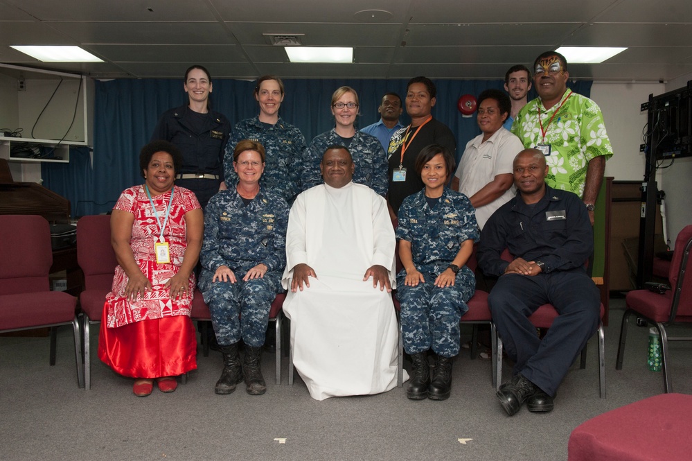 Fijian Catholic priest visits USNS Mercy during Pacific Partnership 2015 Fijian Catholic priest visits USNS Mercy during Pacific Partnership 2015