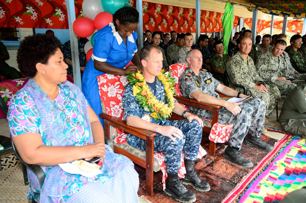 Pacific Partnership 2015 leaders attend a cermemony at the Viani Primary School in Fiji