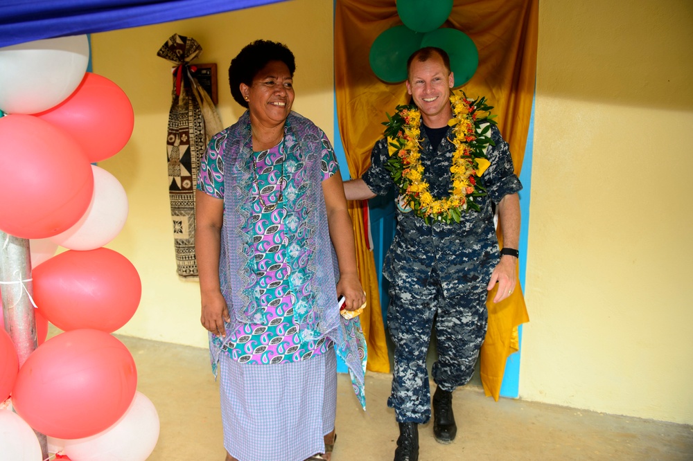 Pacific Partnership 2015 leaders attend a cermemony at the Viani Primary School in Fiji