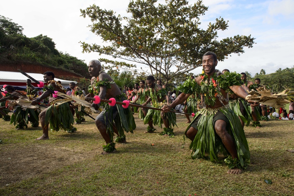 Pacific Partnership 2015 leaders attend a cermemony at the Viani Primary School in Fiji