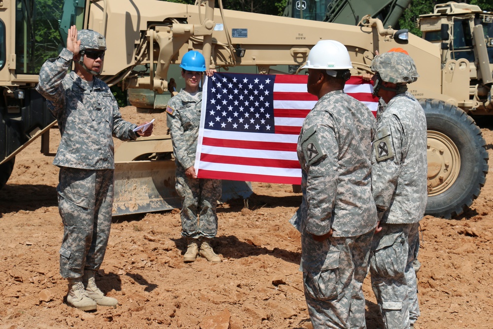 Soldiers re-enlist at construction site