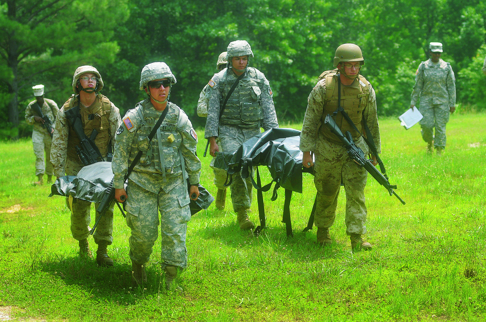 Soldiers and Marines conduct search and recovery drill