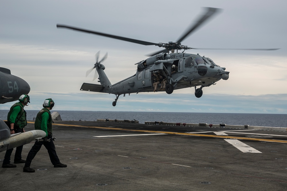 U.S. Marines maintain fast-roping skills at sea