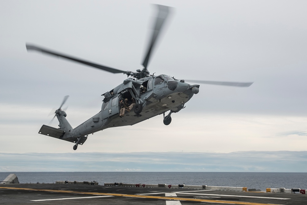 U.S. Marines maintain fast-roping skills at sea