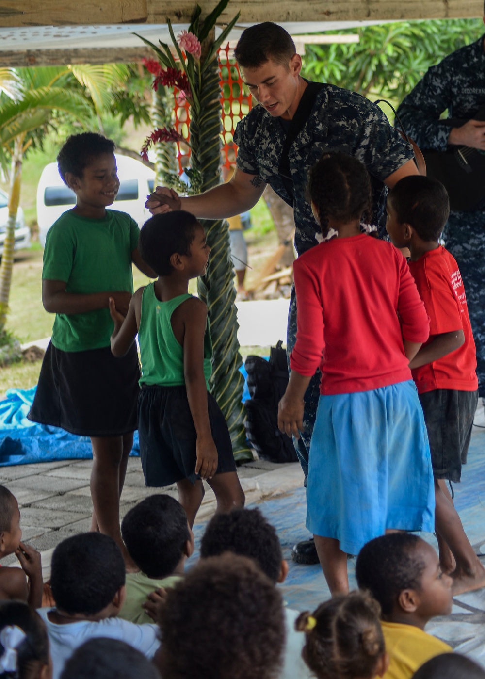 Mercy crew participates in ribbon cutting ceremony for the Viani Primary School during Pacific Partnership 2015