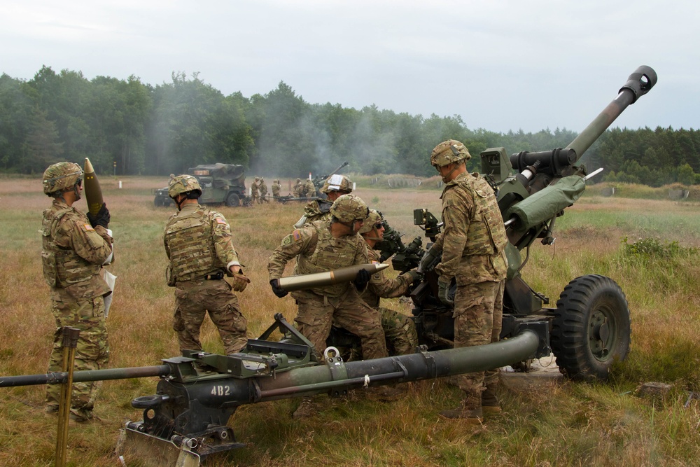 Firing artillery