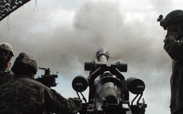 Artillery provides indirect fire for combined arms exercise