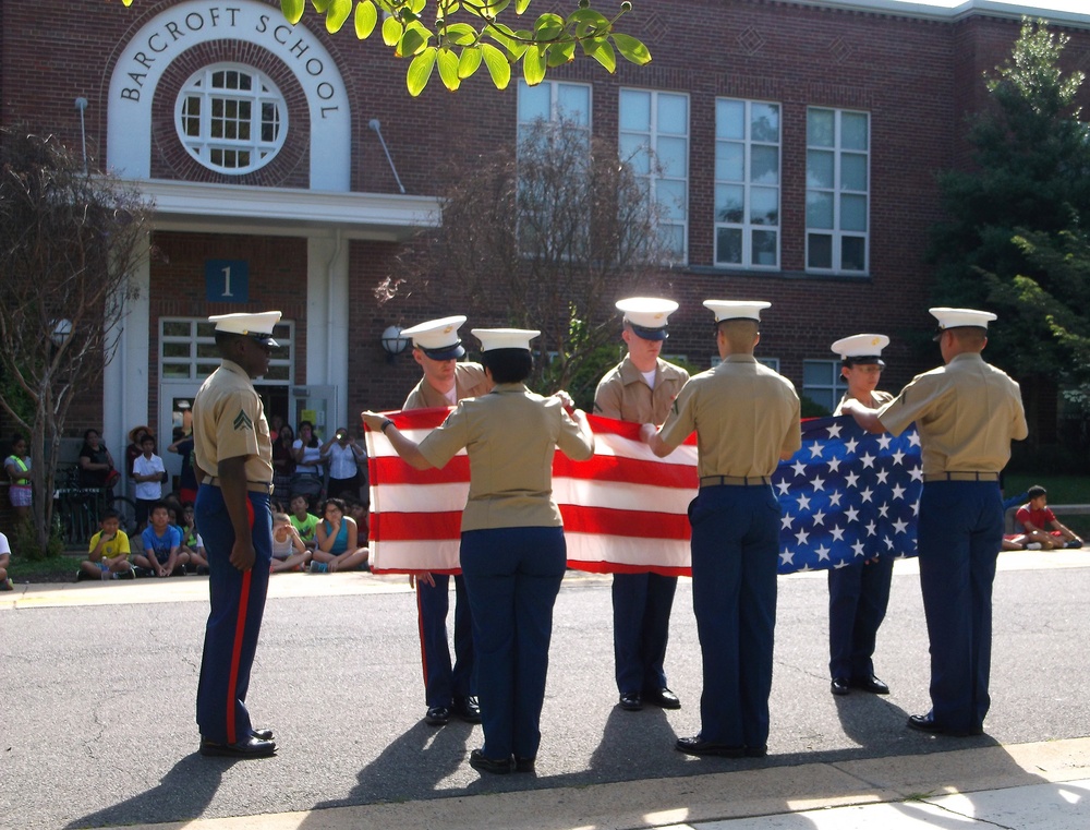 Marines bring traditional flag raising ceremony to Barcroft Elementary School