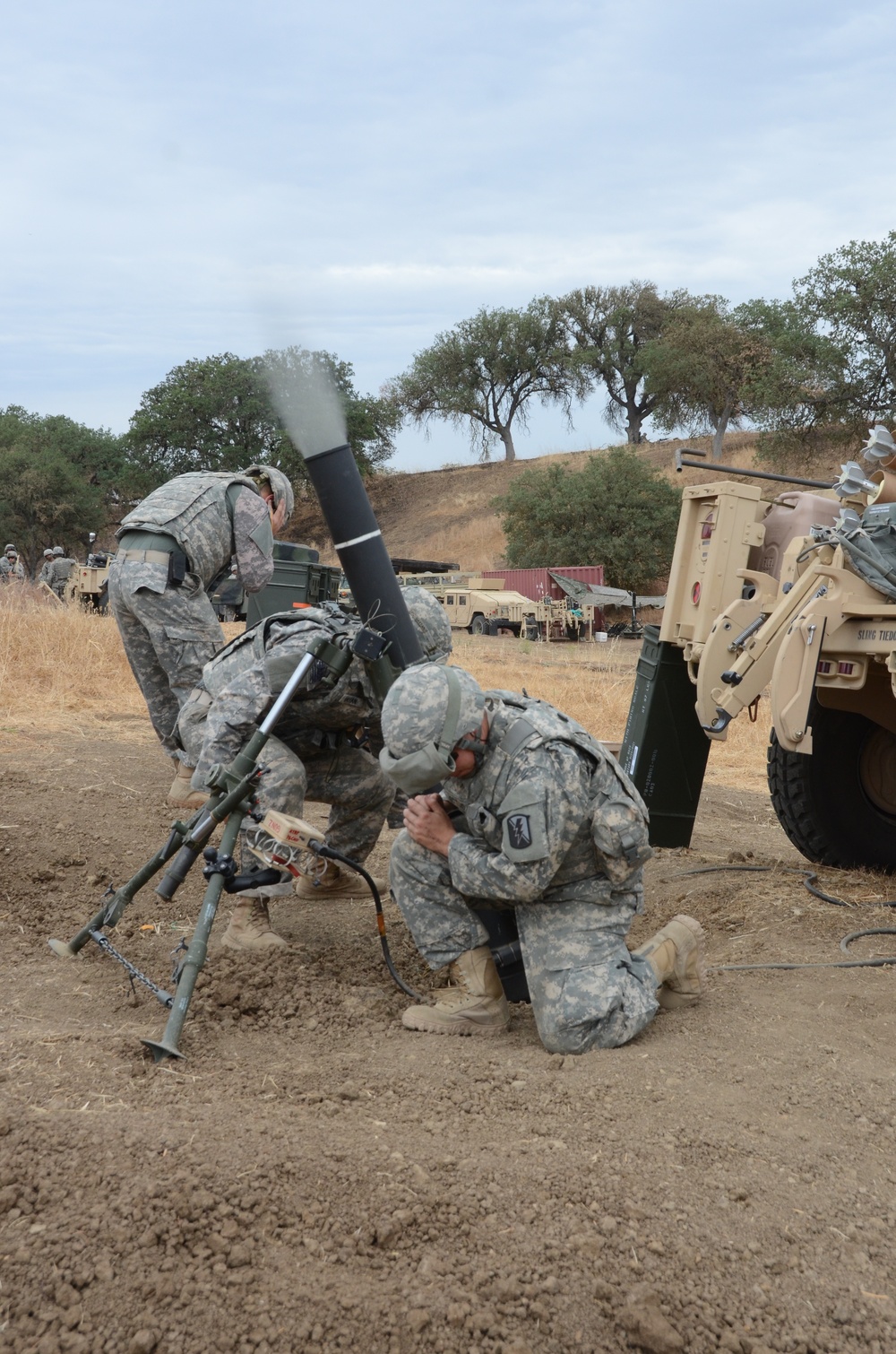 Mortar fire during Cal Guard annual training