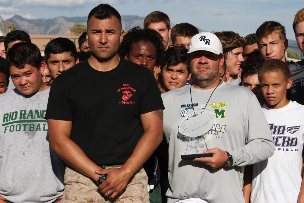 Marines Conduct CFT with 6A State Champs, Present Semper Fi Coach Award