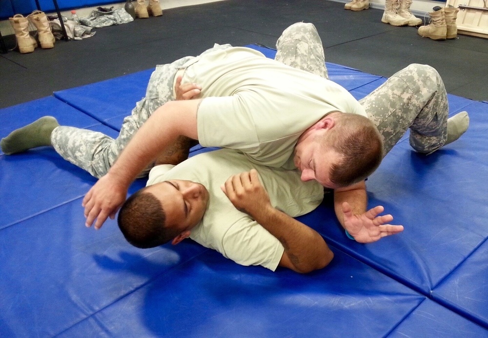 Equipped to fight-aviation soldiers participate in combative training