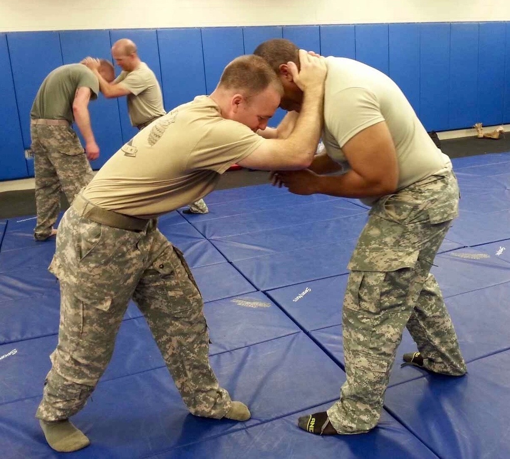 Equipped to fight-aviation soldiers participate in combative training