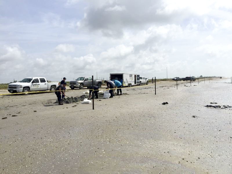 Oil seepage response on Bolivar Peninsula, Texas
