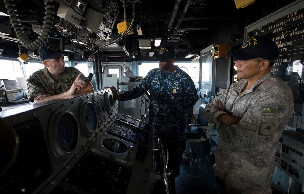 Warrant Officer Class One Danny Broughton visits USS Port Royal