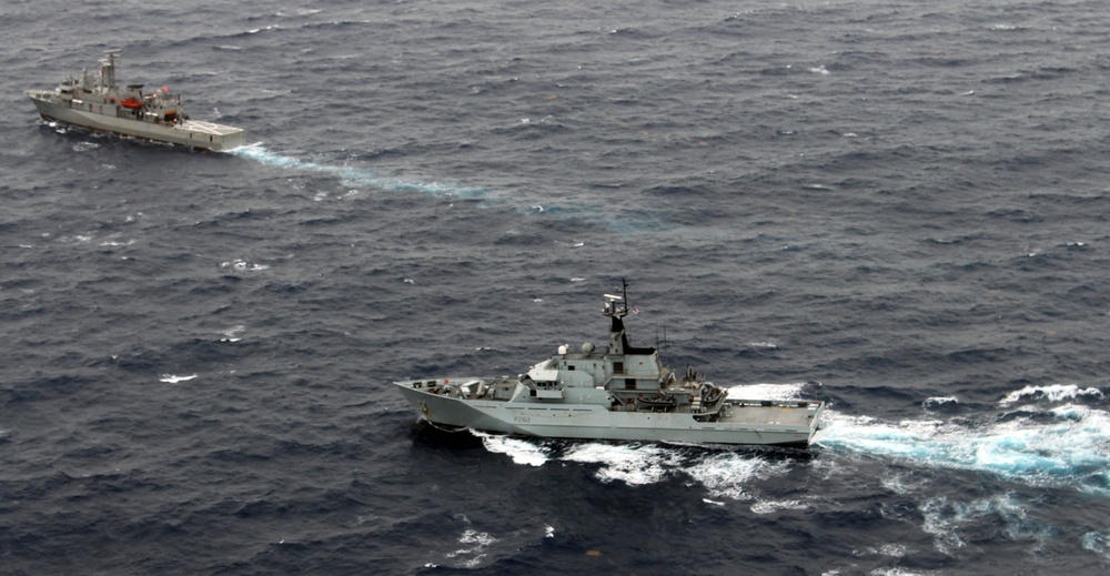 US, British, Canadian, Mexican ships sail in formation at Tradewinds