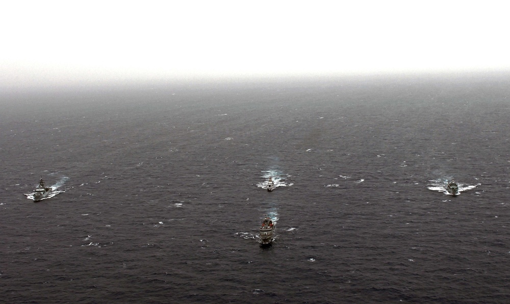 US, British, Canadian, Mexican ships sail in formation at Tradewinds