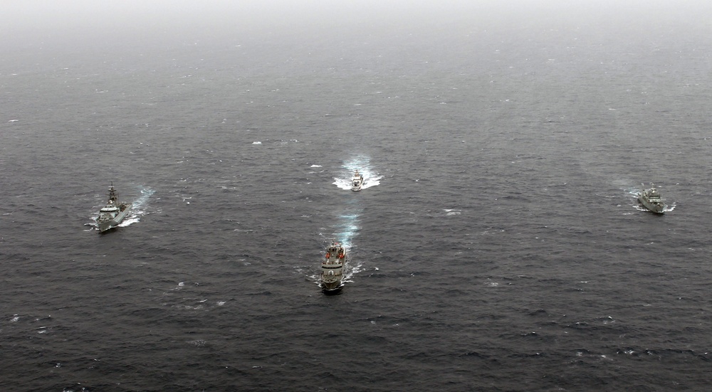 US, British, Canadian, Mexican ships sail in formation at Tradewinds
