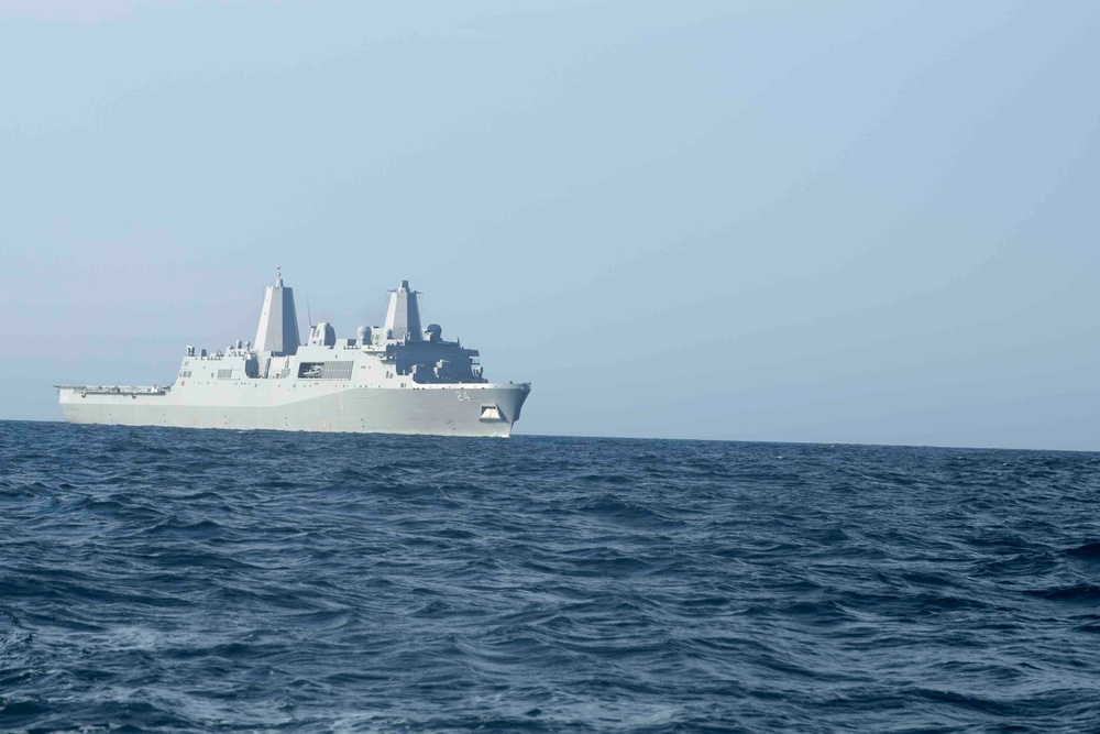USS Arlington sails the East Coast