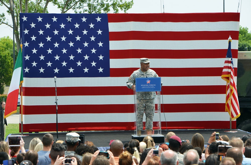 First lady Michelle Obama visits the US community in Vicenza, Italy