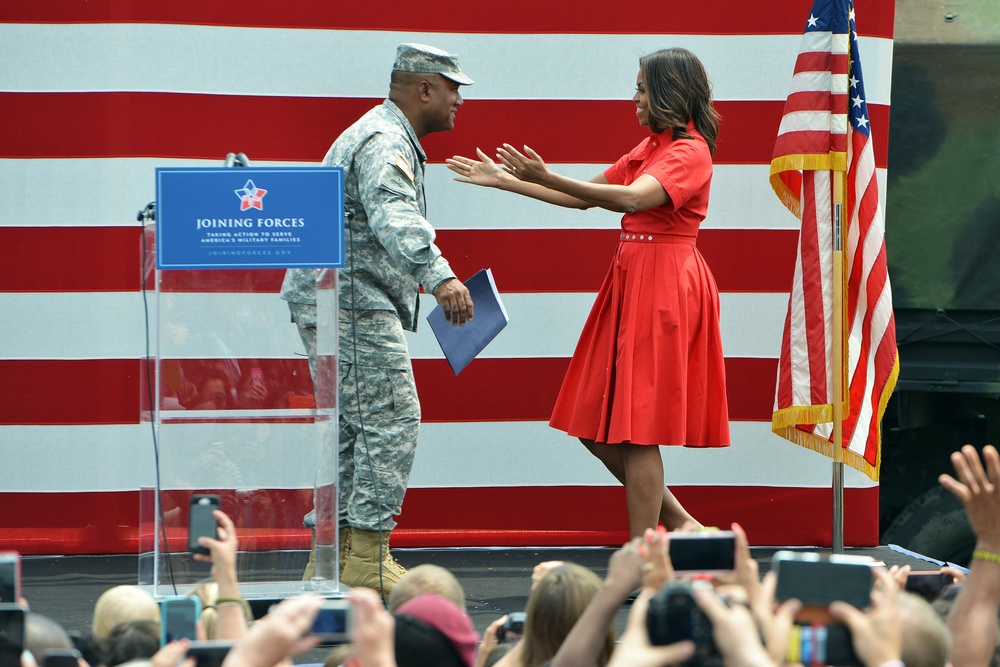 First lady Michelle Obama visits the US community in Vicenza, Italy