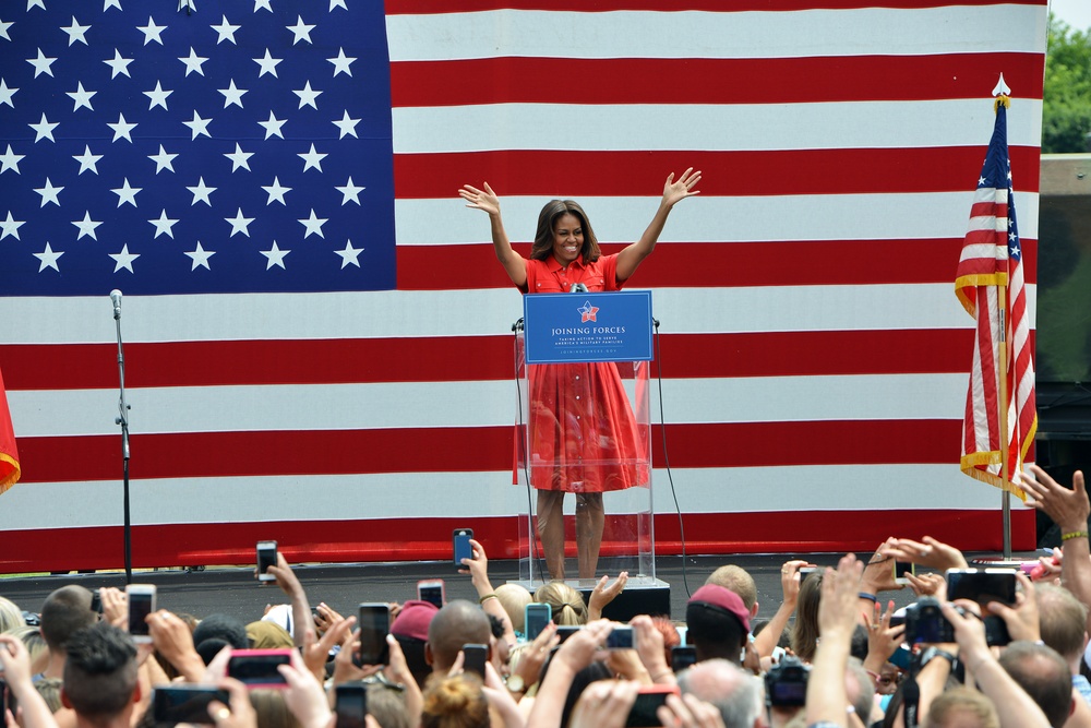 First lady Michelle Obama visits the US community in Vicenza, Italy