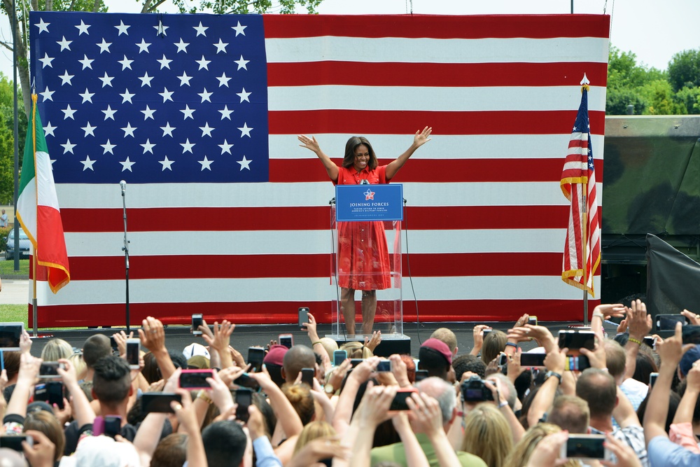 First lady Michelle Obama visits the US community in Vicenza, Italy