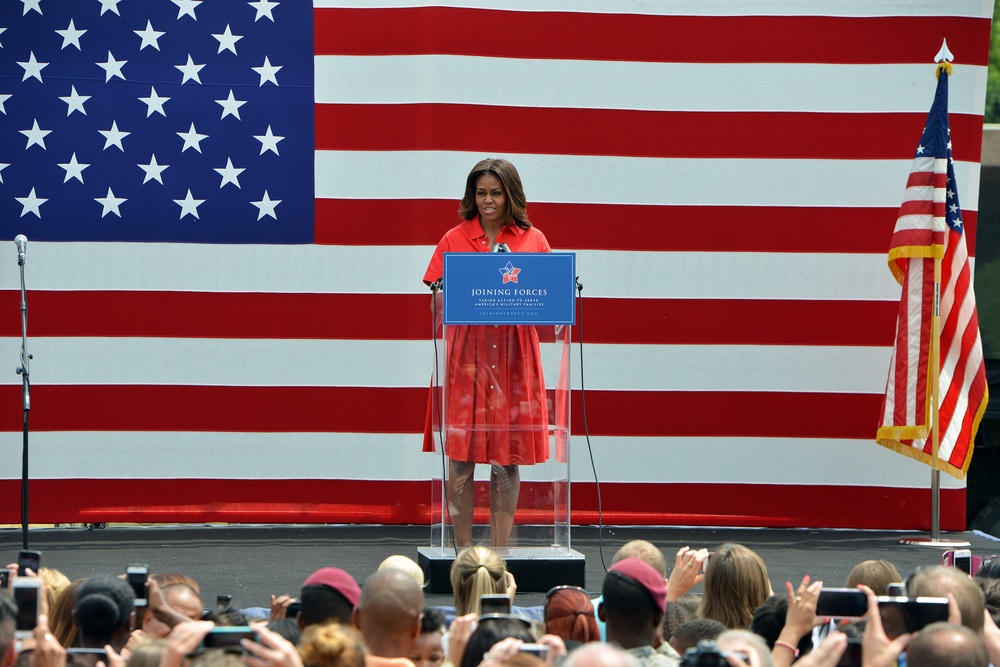 First lady Michelle Obama visits the US community in Vicenza, Italy