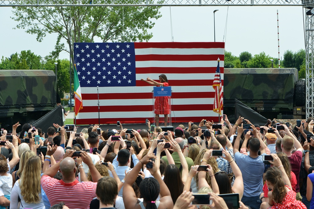 First lady Michelle Obama visits the US community in Vicenza, Italy